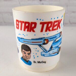 Vintage 70s Star Trek Mug w/ Captain Kirk, Spock, Bones